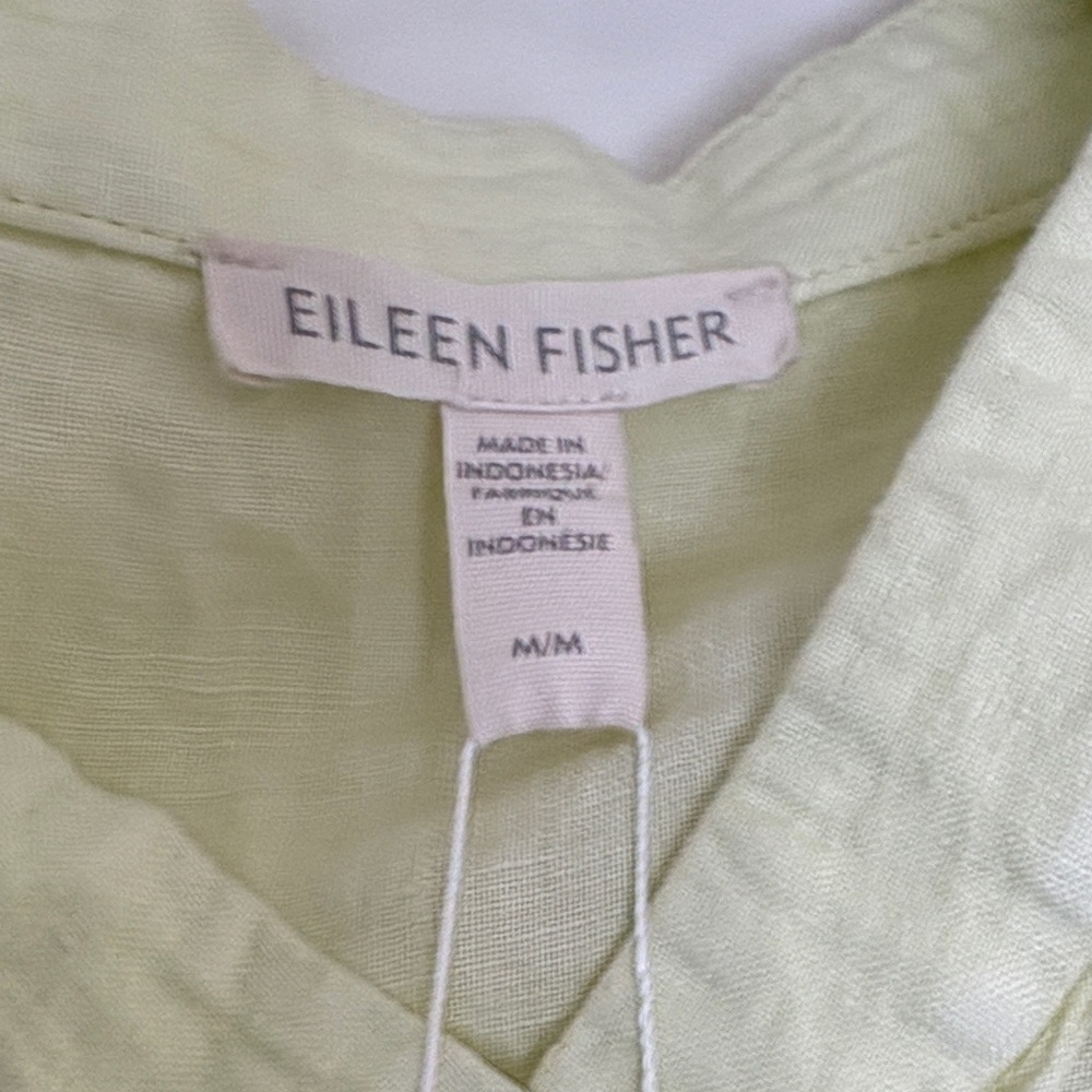 Eileen Fisher Organic Handkerchief Linen Pleated Dress - Citrus - Size M - Picture 4 of 8